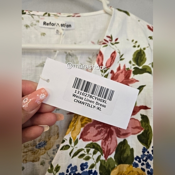Reformation Weiss Linen Wrap Floral Print Dress - Picture 6 of 8